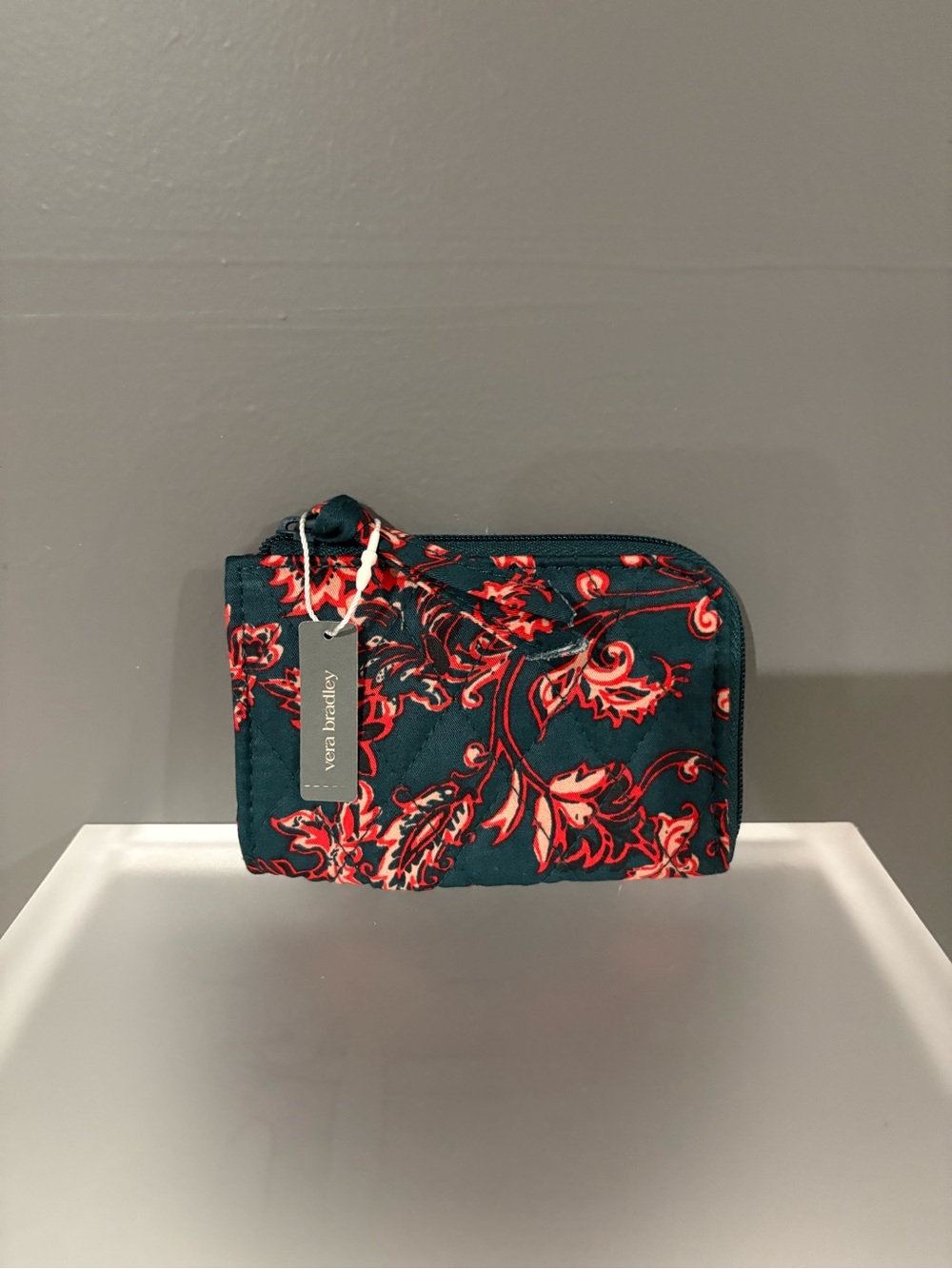 Vera Bradley Teal and Red Floral Zip Wallet